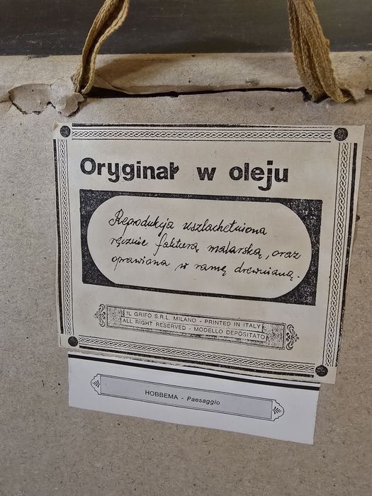 Oryginał w oleju obraz hobbema paedaggio  60x80