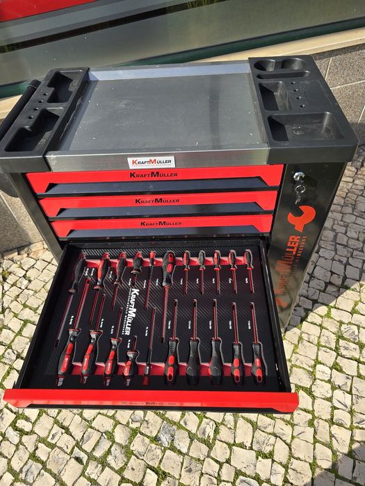 Kit par oficina carrinho de 7 gavetas completas macaco e preguiças