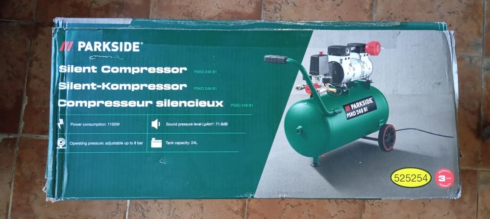 Compressor silêncioso Parkside 24Lt 1100W
