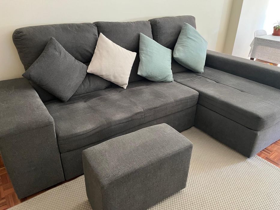 Sofá 2 lugares + chaise cinza escuro