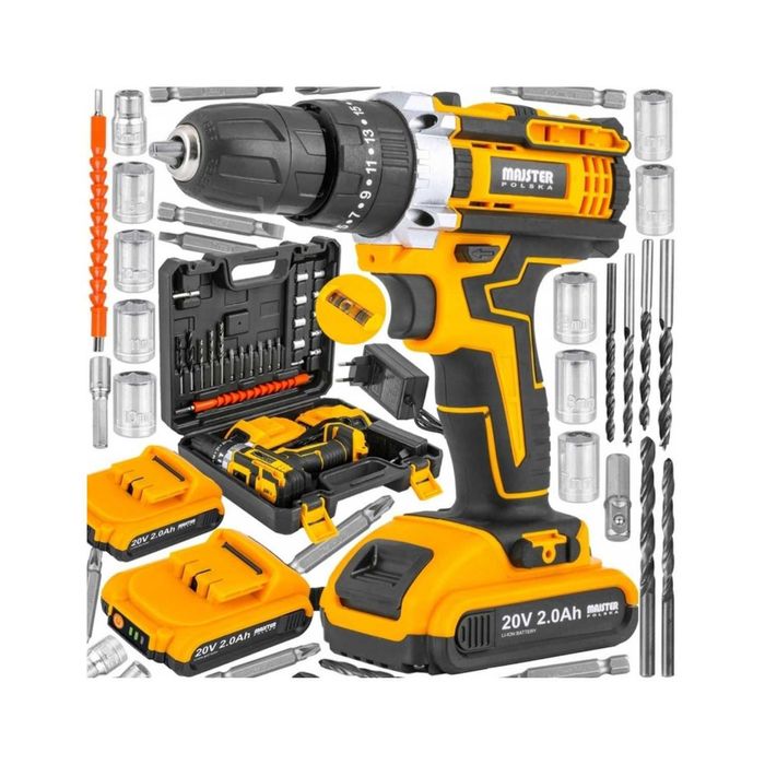 UDAROWA Wiertarka Wkrętarka AKUMULATOROWA WALIZKA 2xAKU 20V nasadki