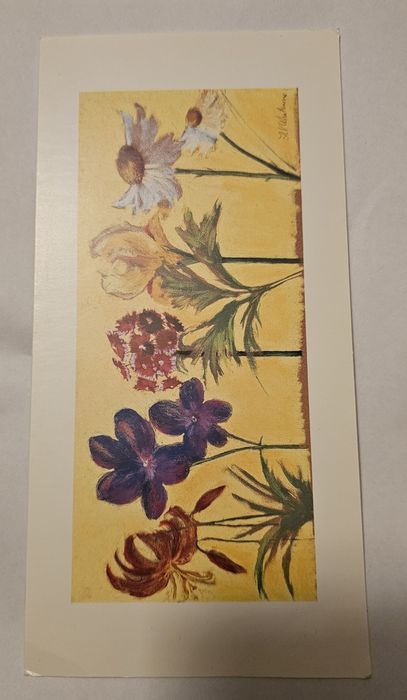 Pocztówka karnet UNICEF motyw kwiatowy styl artystyczny