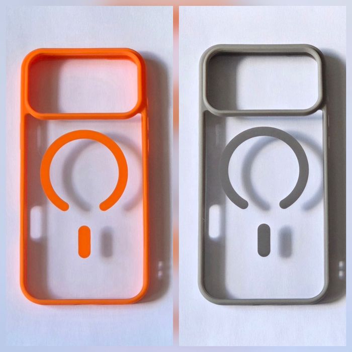 Etui/case pomarańczowe i szare z magsafe na iPhone'a 17 pro max