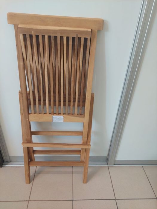 Krzesło drewniane teak, biurowo tarasowe - nowe meble biurowe