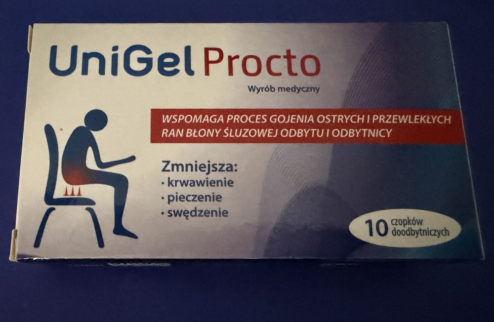 Środek czopki przeciw hemoroidom uni gel procto