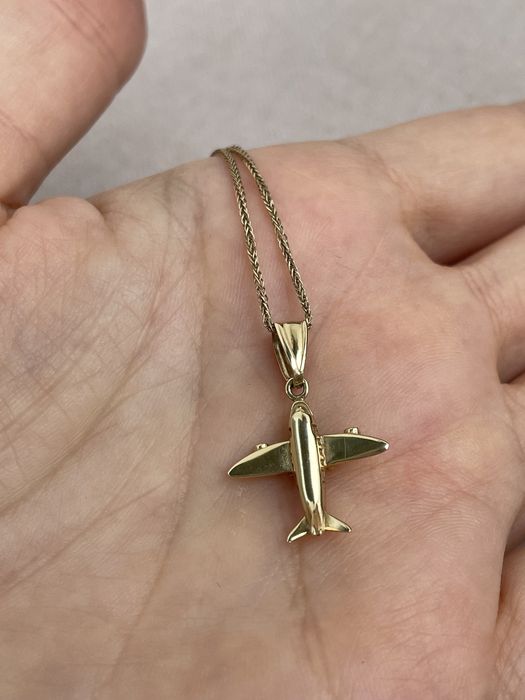 Złoto 585 naszyjnik i wisiorek samolot