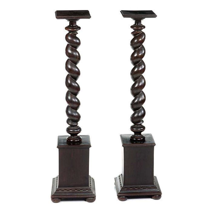 Par Colunas Espiraladas Mogno