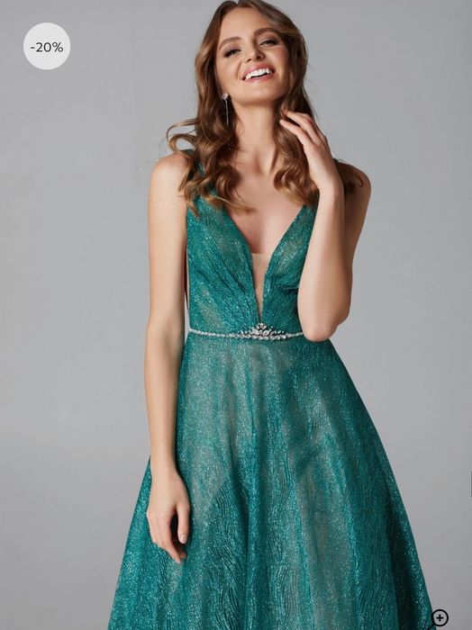 Випускна Сукня Dominis сяюча з блискітками, А-силует, красиве декольте