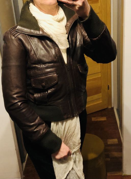 Skórzana kurtka damska ramoneska bomberka skóra naturalna