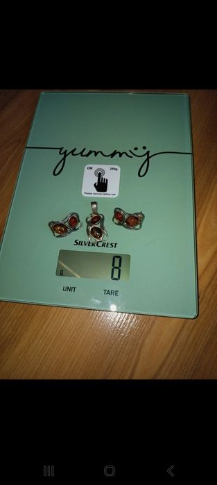 Komplet srebro I bursztyn
