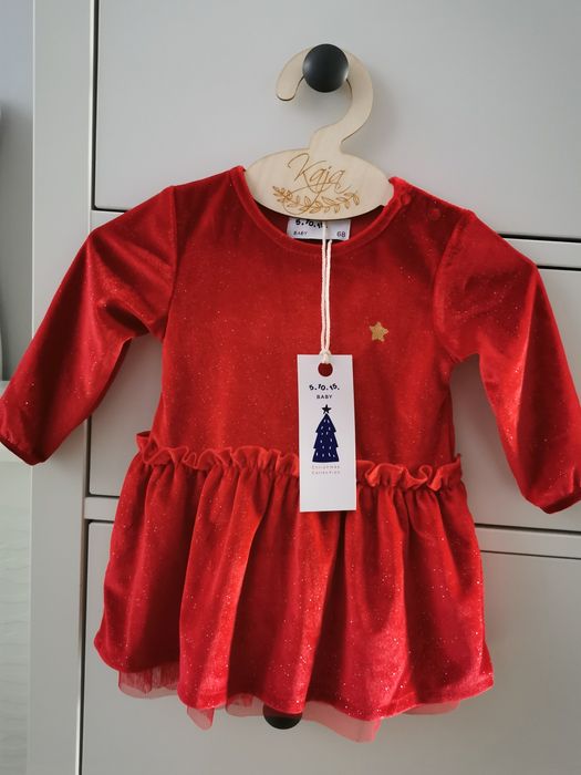 NOWA Czerwona welurowa świąteczna sukienka 5.10.15