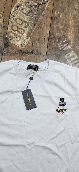 Biała koszulka męska t-shirt bawełna premium miś tous M