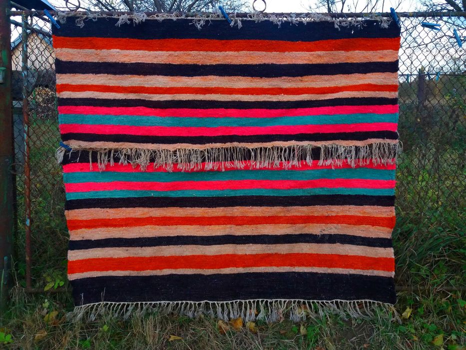 РІДКІСНИЙ СТАРОВИННИЙ ГУЦУЛЬСЬКИЙ шерстяний домотканий килим. ОлхДост.