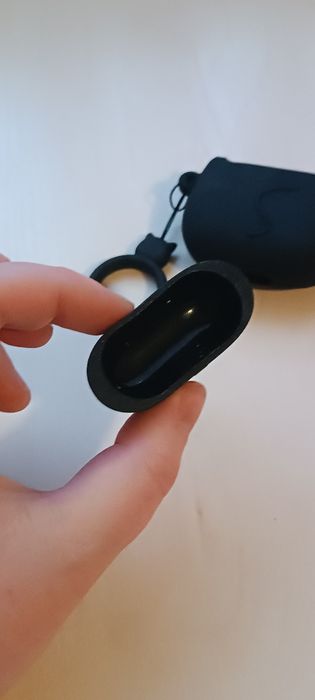 Чохол силікон 3D для iPhone навушників з карабіном чорний кіт black