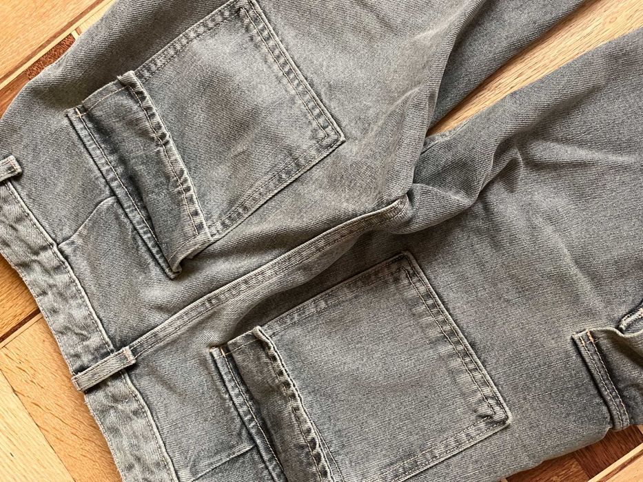 Жіночі карго джинси zara 34 розмір xs-s з кишенями широкі сірі