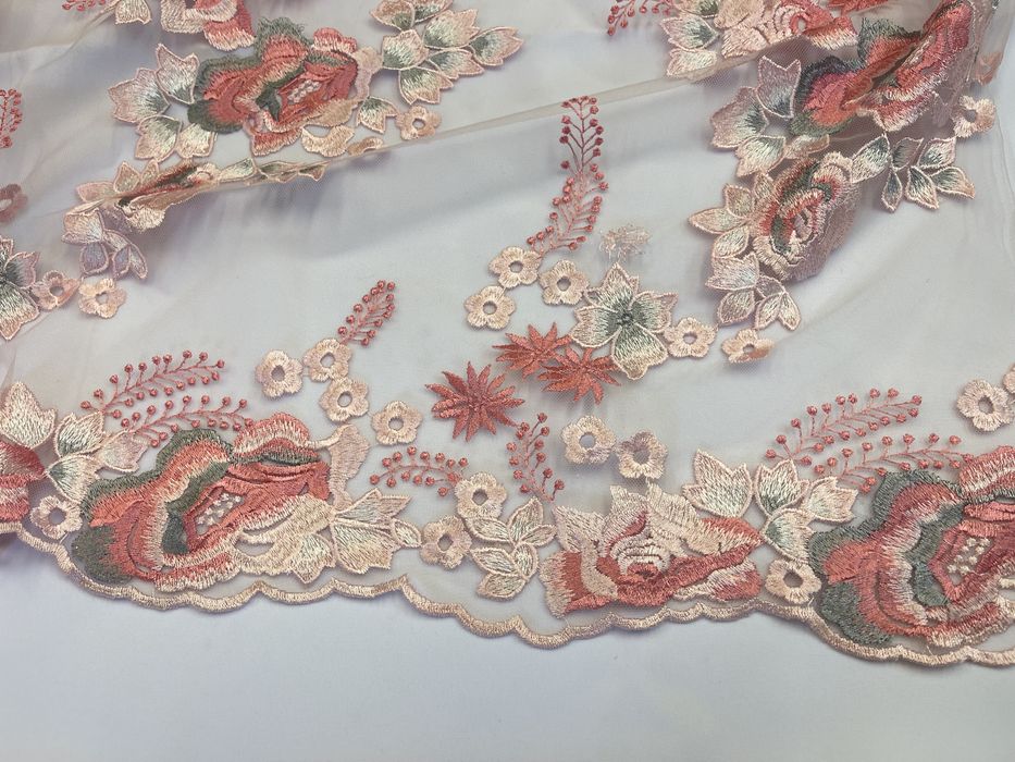 Tkanina koronka siatka haftowane kwiaty