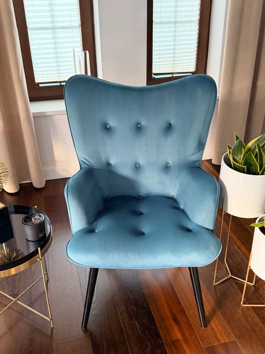 Zestaw 2 fotele welurowe + stolik glamour