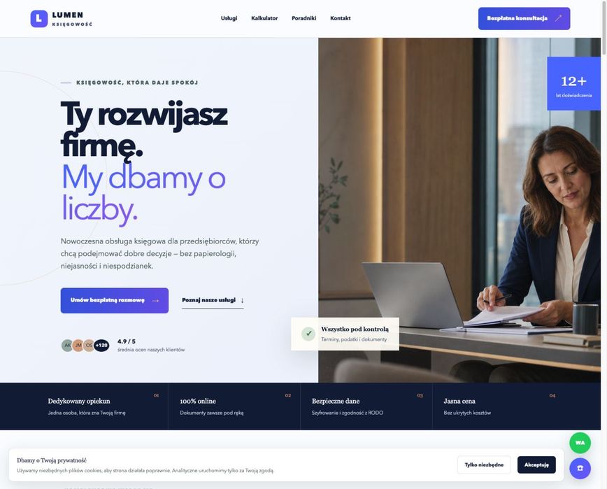Nowoczesna strona internetowa dla księgowego, księgowej, księgowości  SEO i pełna personalizacja
