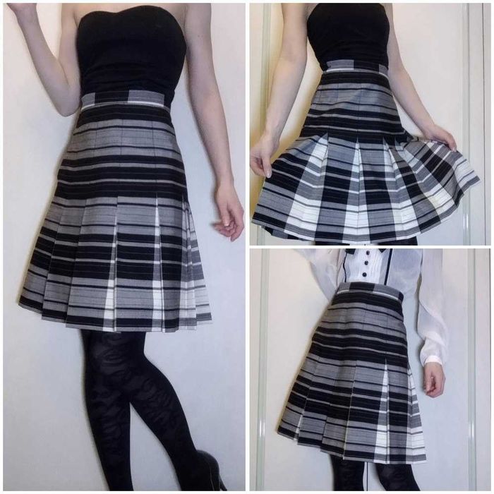 Юбка серая в полоску теплая на девочку спідниця на дівчинку 155-164