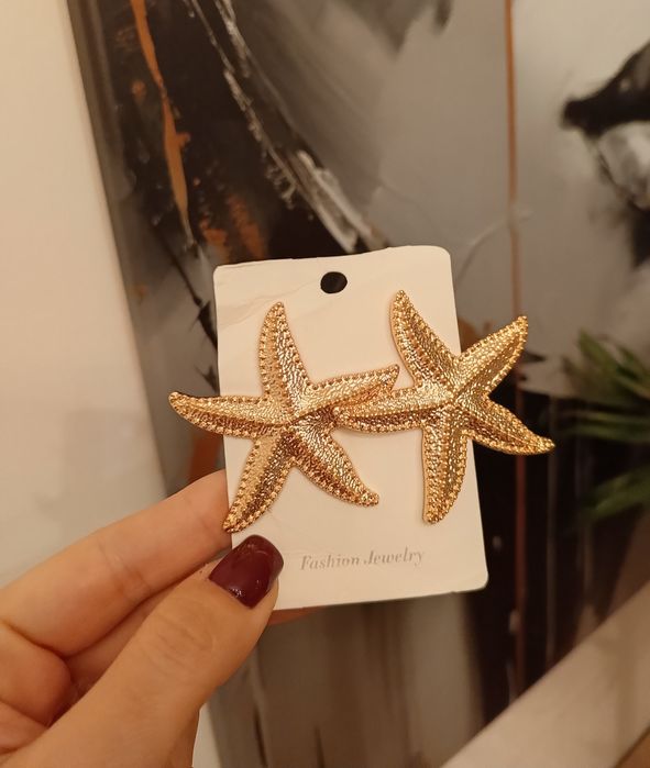 Kolczyki gwiazdy złote rozgwiazdy 6cm