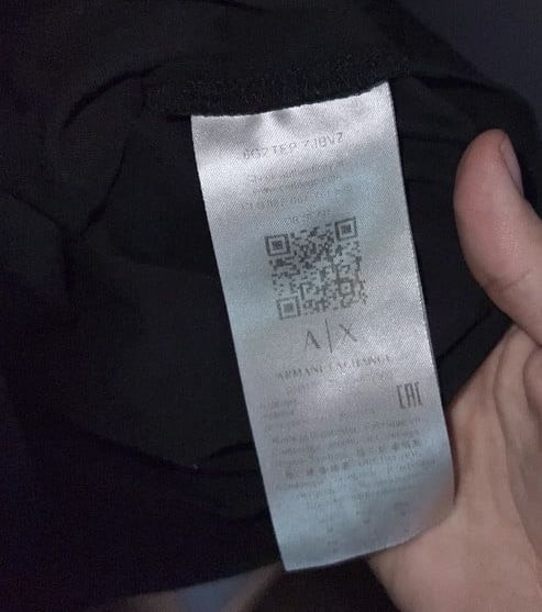 AX t-shirt czarna koszulka cyrkonie bluzka Armani M