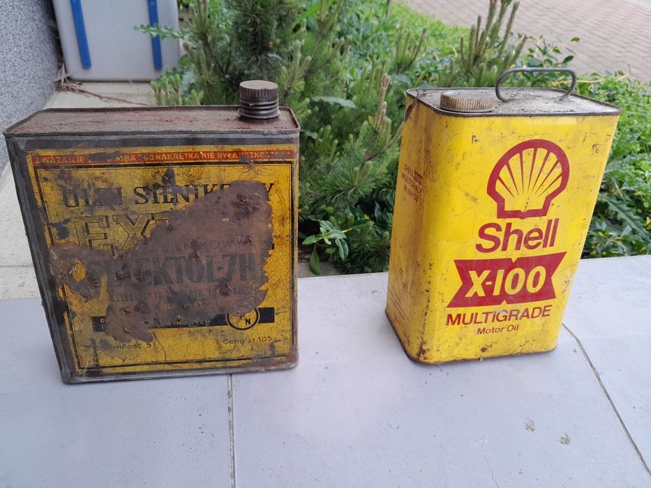Stara puszka po olej shell X-100