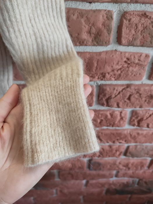 Wełniany sweter kardigan beżowy Aryton