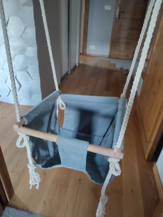 Huśtawka miś do domu i ogrodu szara welur