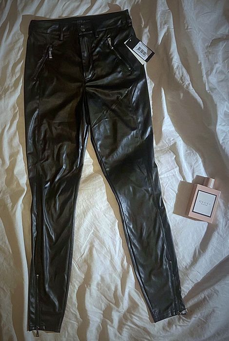 Spodnie guess xs legginsy eko skóra skorzane woskowane