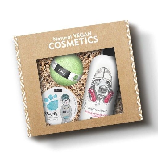 Nowy zestaw kosmetyków Laq żel szampon pianka kula pies Ci mordę lizał