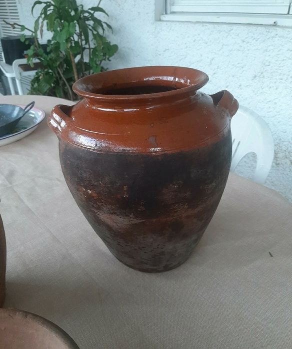 2 potes e 1 alguidar em barro
