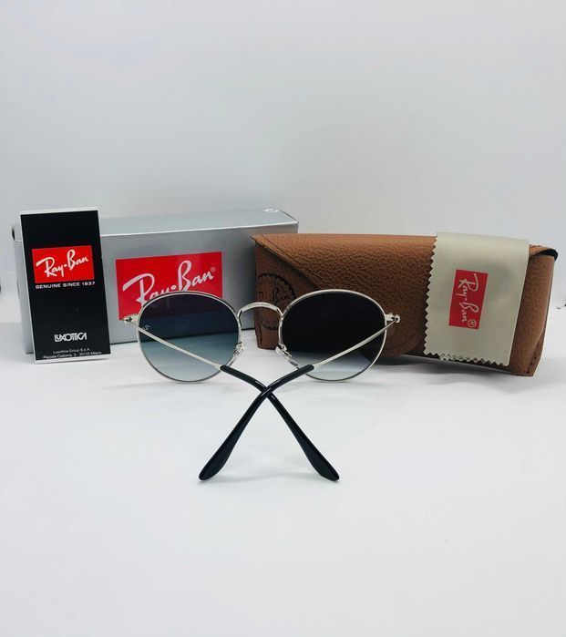 Круглые очки Ray Ban Round Metal 3447 Silver-Blue Gradient 54мм стекло