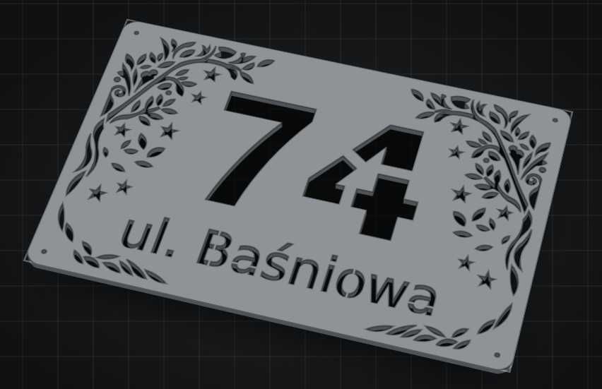 Numer na dom tabliczka z ulicą grafiką tabliczka adresowa laser plazma
