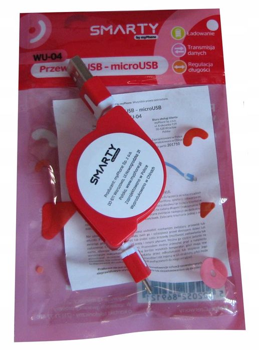 Zwijany Regulowany Kabel USB - Micro USB zestaw 4 szt