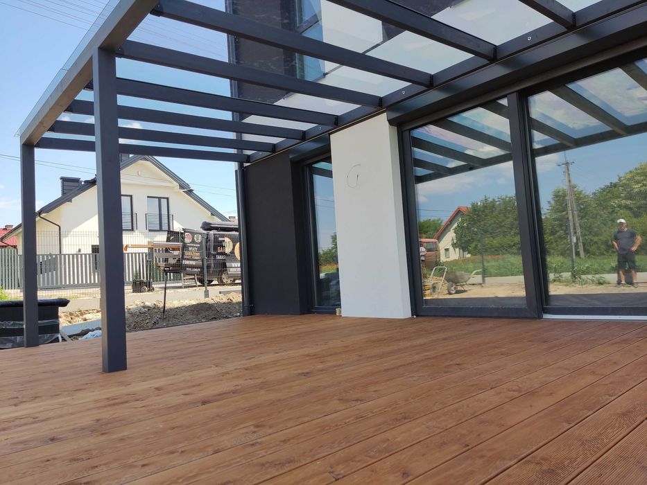 nowoczesna zabudowa tarasu, balkonu  | na wymiar | premium | terminowo | poliwęglan | zadaszenie | pergola | altanka | ścianki | konstrukcja drewniana