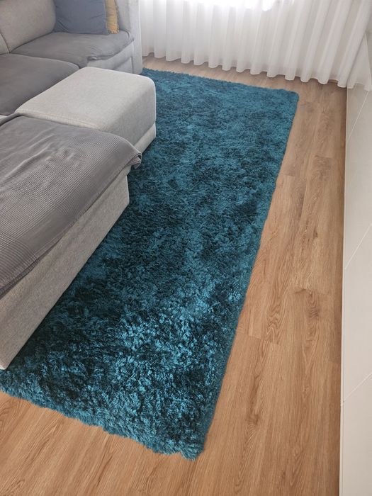 Tapete Shaggy Azul Petróleo - Pelo Alto - Excelente Estado - 250€