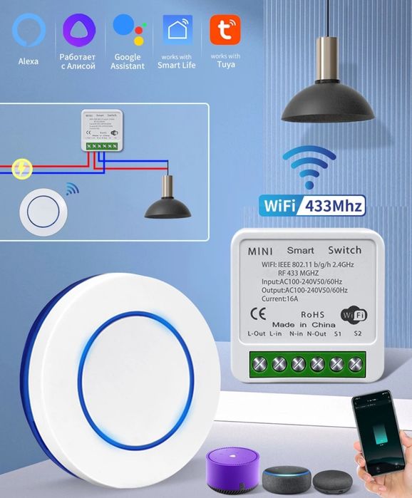 Przełącznik Smart WiFi + przycisk 433Mhz