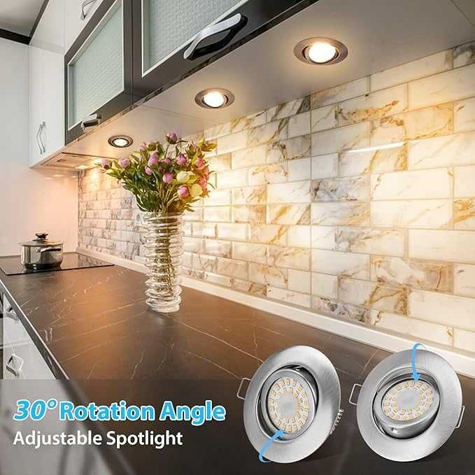 Reflektor 6szt LED do zabudowy 230 V, płaski, ściemniany, 6 W, IP44