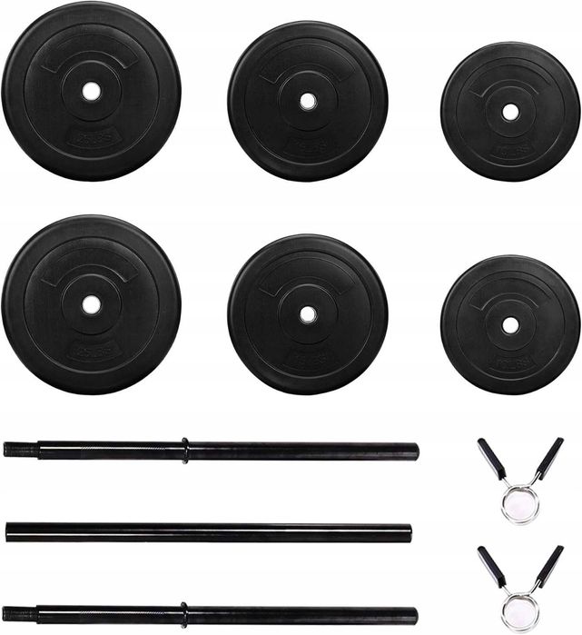 Zestaw ciężarków Fitvids z sześcioma talerzami i sztangą 45,4 kg