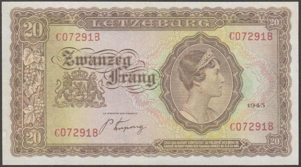 Luksemburg 20 frang 1943