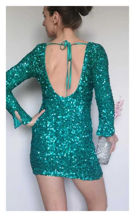 Sukienka cekinowa QUIZ (S/36) #zielona #turkusowa #imprezowa