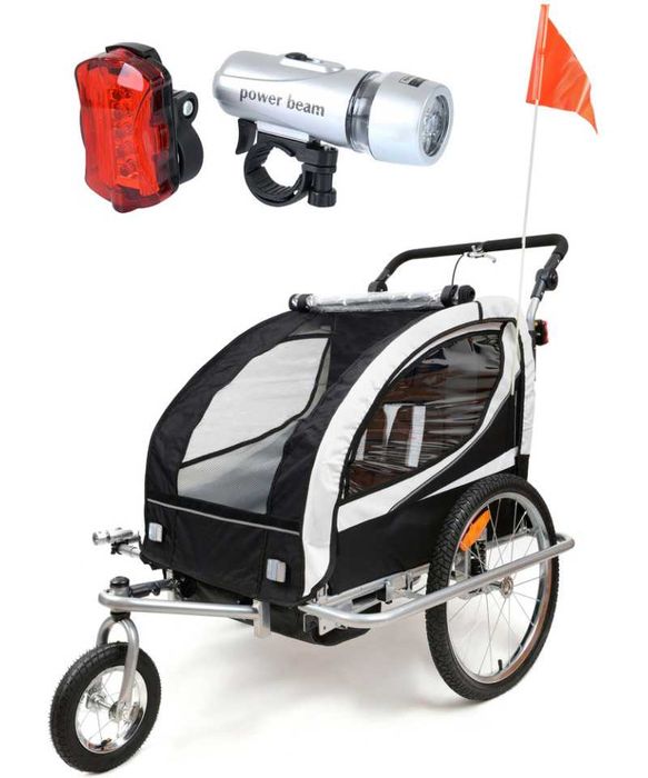 Przyczepka rowerowa z amortyzatorem 3w1 2-osobowa + JOGGER