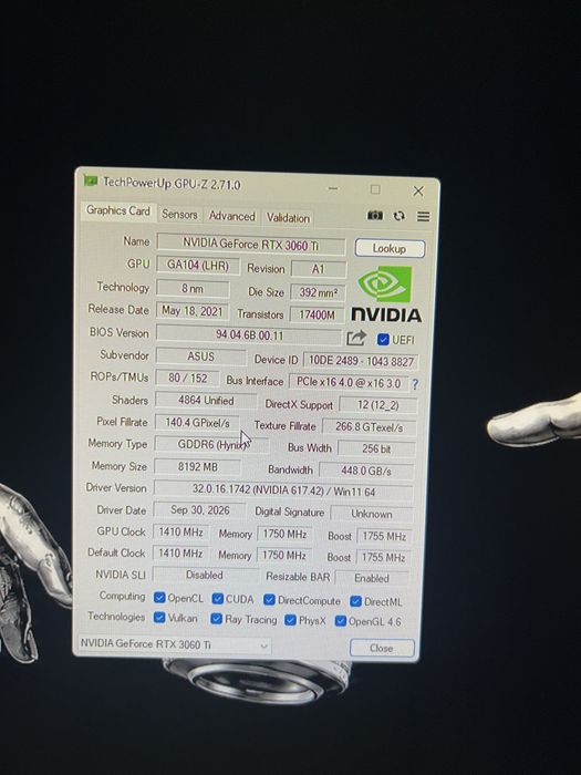 ASUS TUF Gaming RTX 3060 Ti 8GB