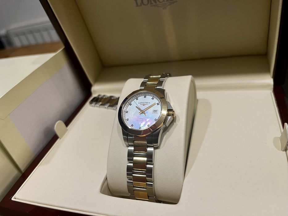Longines Conquest Lady 29,5mm damski bikolor stal złoto 18k diamenty