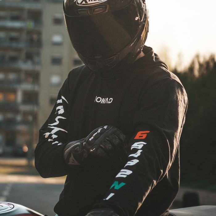 Sweatshirt Hoodie preto para motard