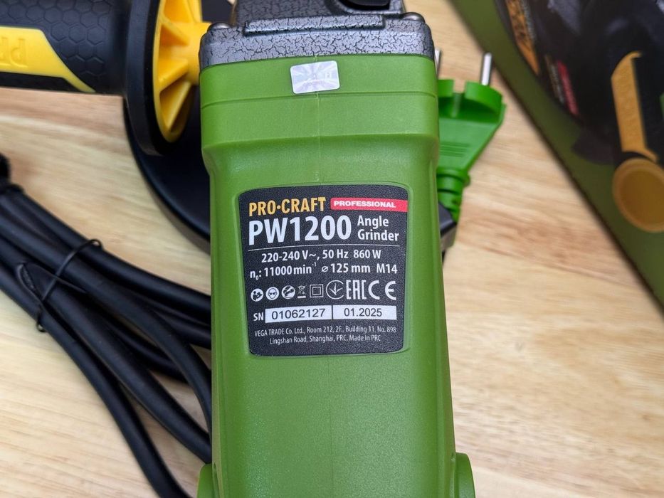 Болгарка 125диск ProCraft PW1200 Медная Обмотка Гарантия 36мес