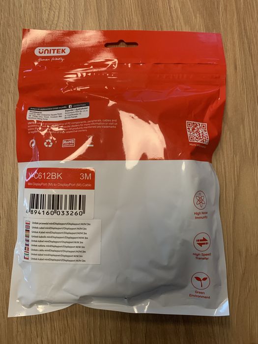 Nowy Kabel UNITEK displayPort do mini displayport 3M