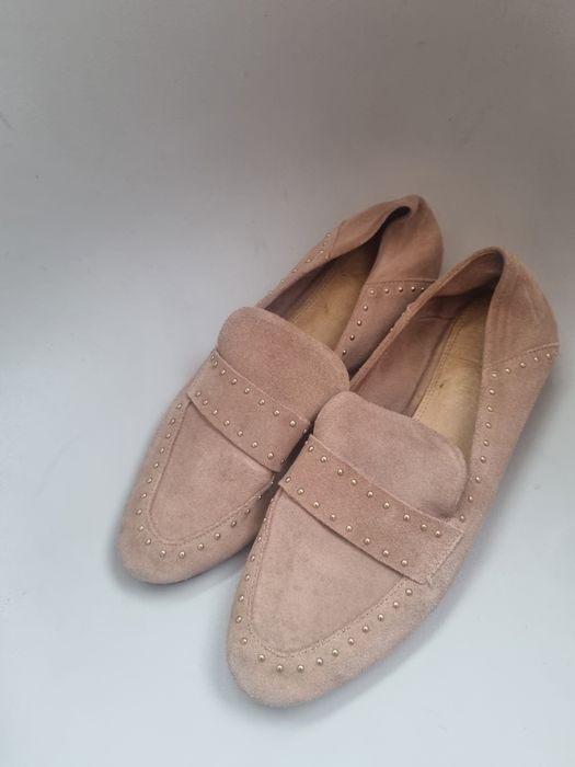 Mokasyny zamsz 39 skóra naturalna Reserved beżowe