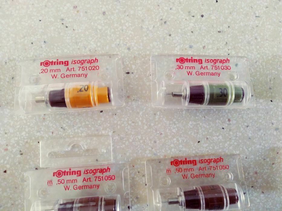 Pontas de caneta de desenho rotring Isograph. 5€ unidade. 25€ conjunto