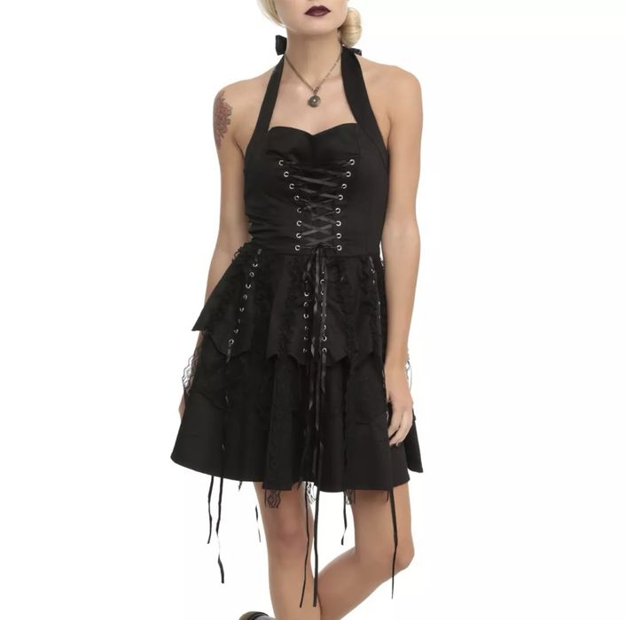 Hearts & roses and сукня готична платье готическое с рюшами неформальное y2k dollskill killstar alt goth черное миди с открытой спиной